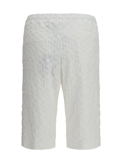 GCDS Shorts with all-over monogram - Optic White/White