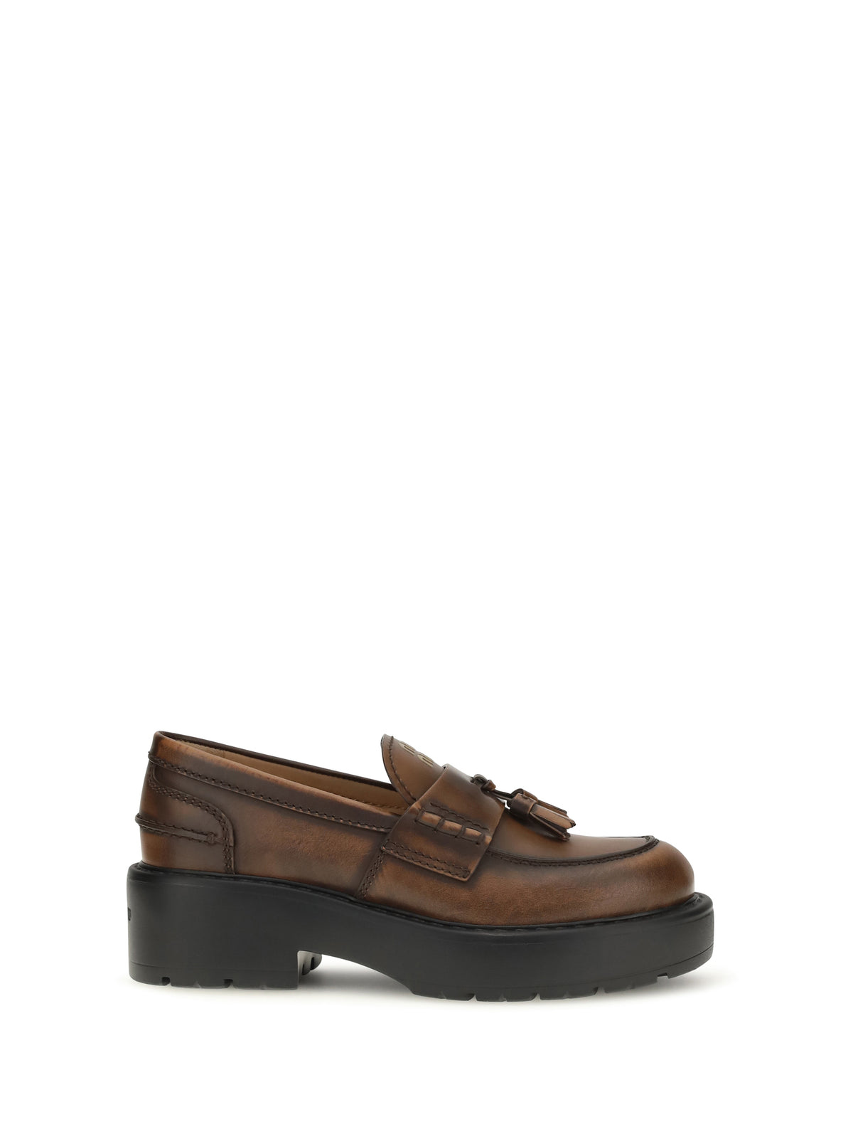 Miu Miu Smooth leather tassel Loafers - Bruciato