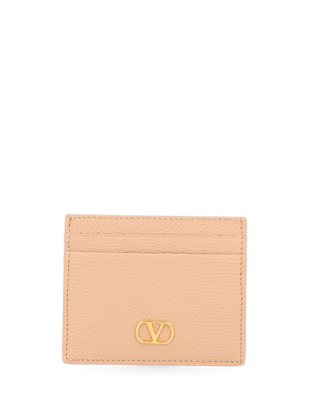 Valentino Garavani Vlogo Signature Leather Card Holder - Rose