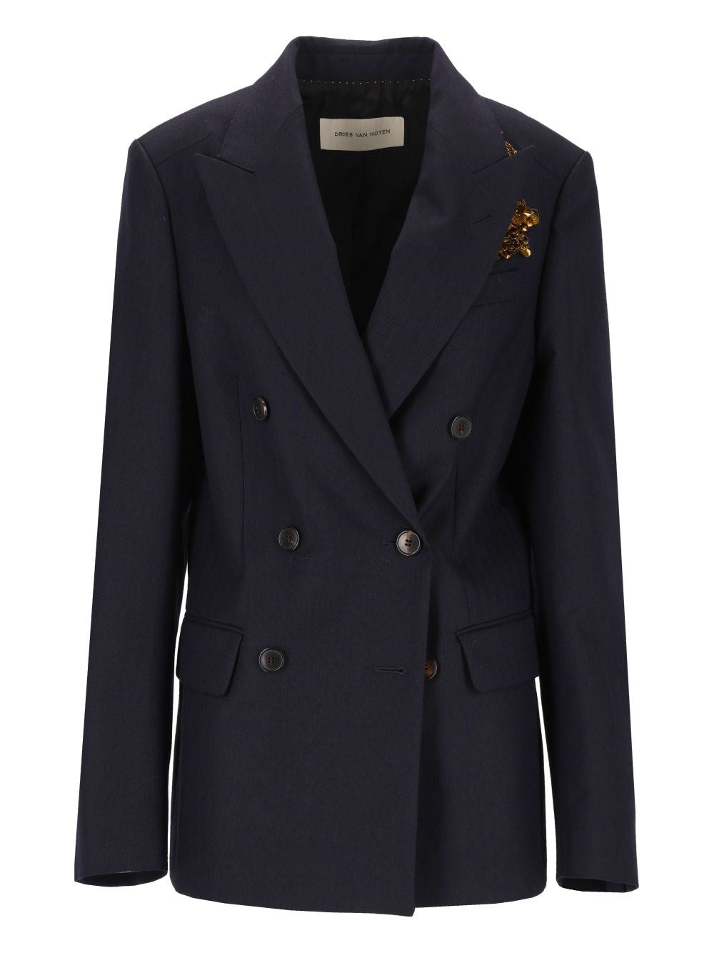 Dries Van Noten Embroidered Double-Breasted Blazer - Blue