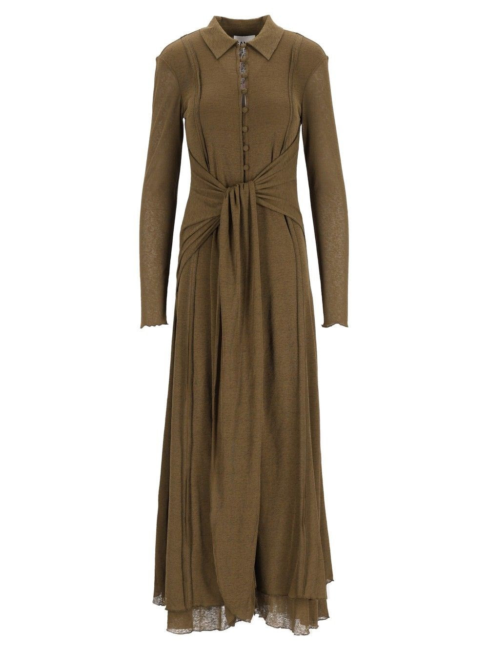 Ganni Long Gauze Dress - Green