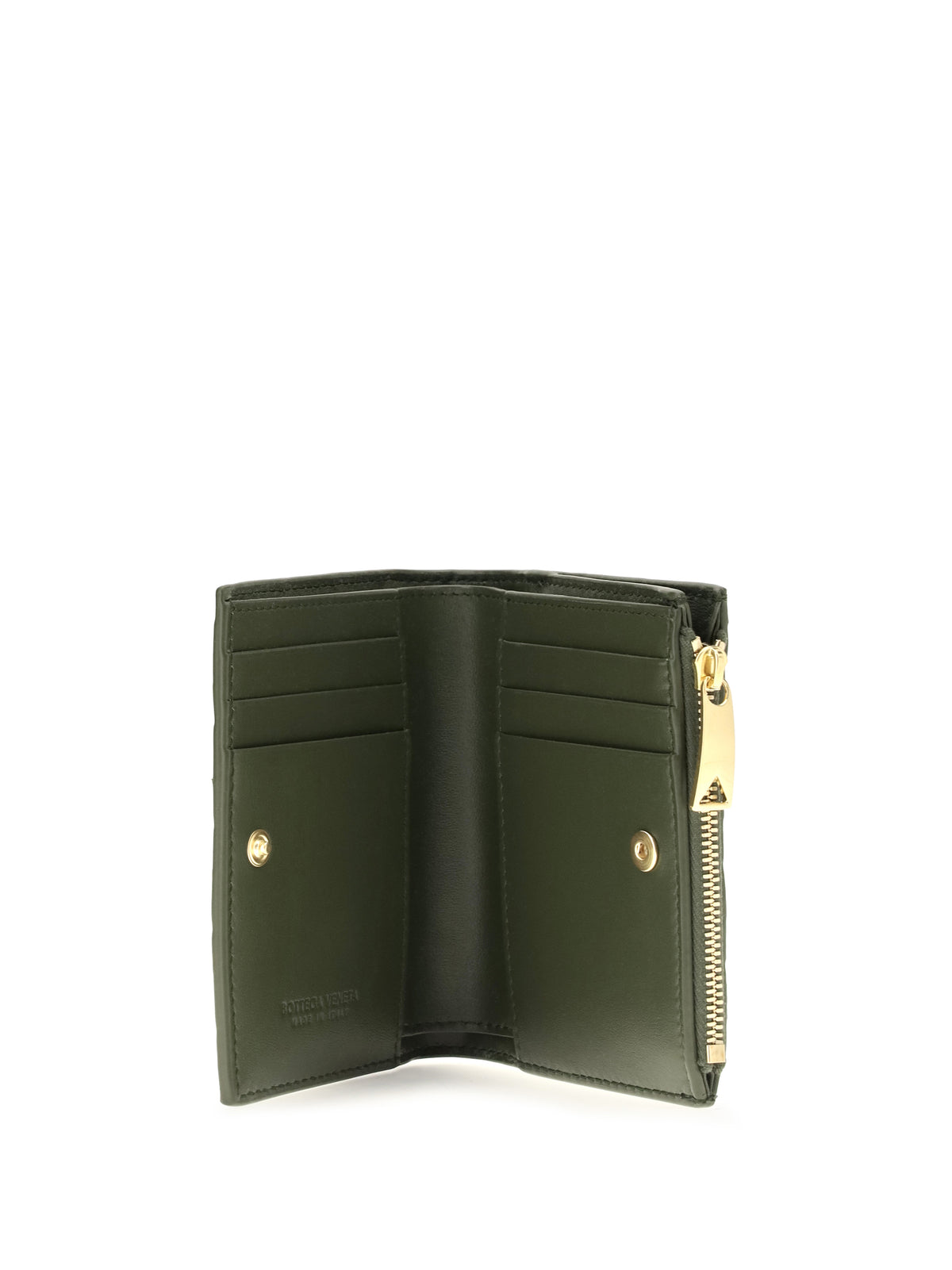 Bottega Veneta Bifold Intrecciato Wallet - Green Tweed-Gold