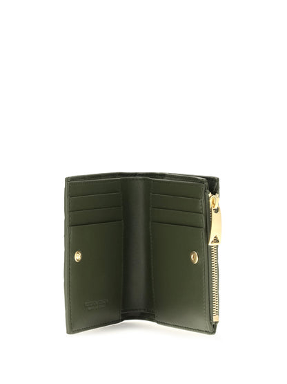 Bottega Veneta Bifold Intrecciato Wallet - Green Tweed-Gold