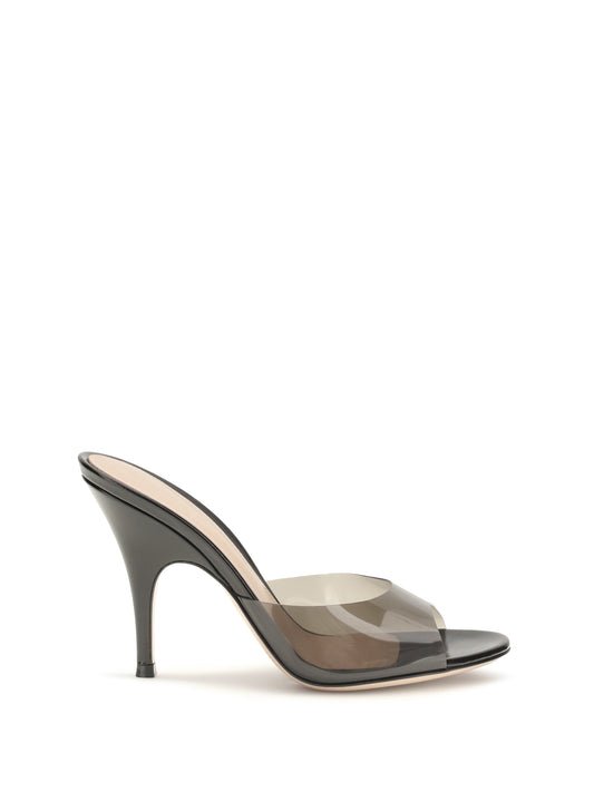 Gianvito Rossi Sofia Mule Sandals - Fume'+Black