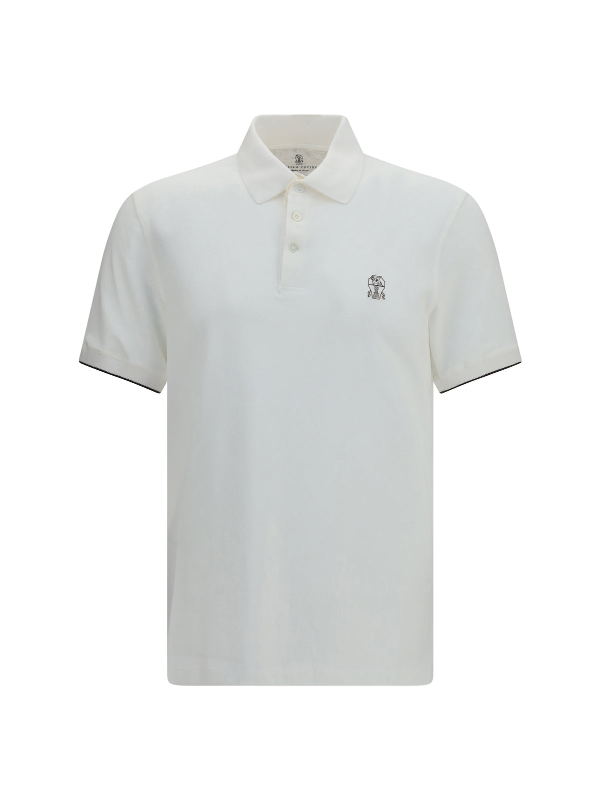 Brunello Cucinelli Cotton Polo - Off White+Testa Di Moro
