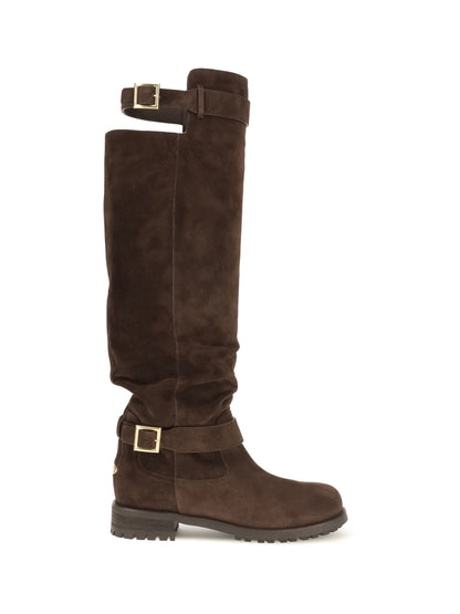 Jimmy Choo Knee-high biker Boots - Chocolate