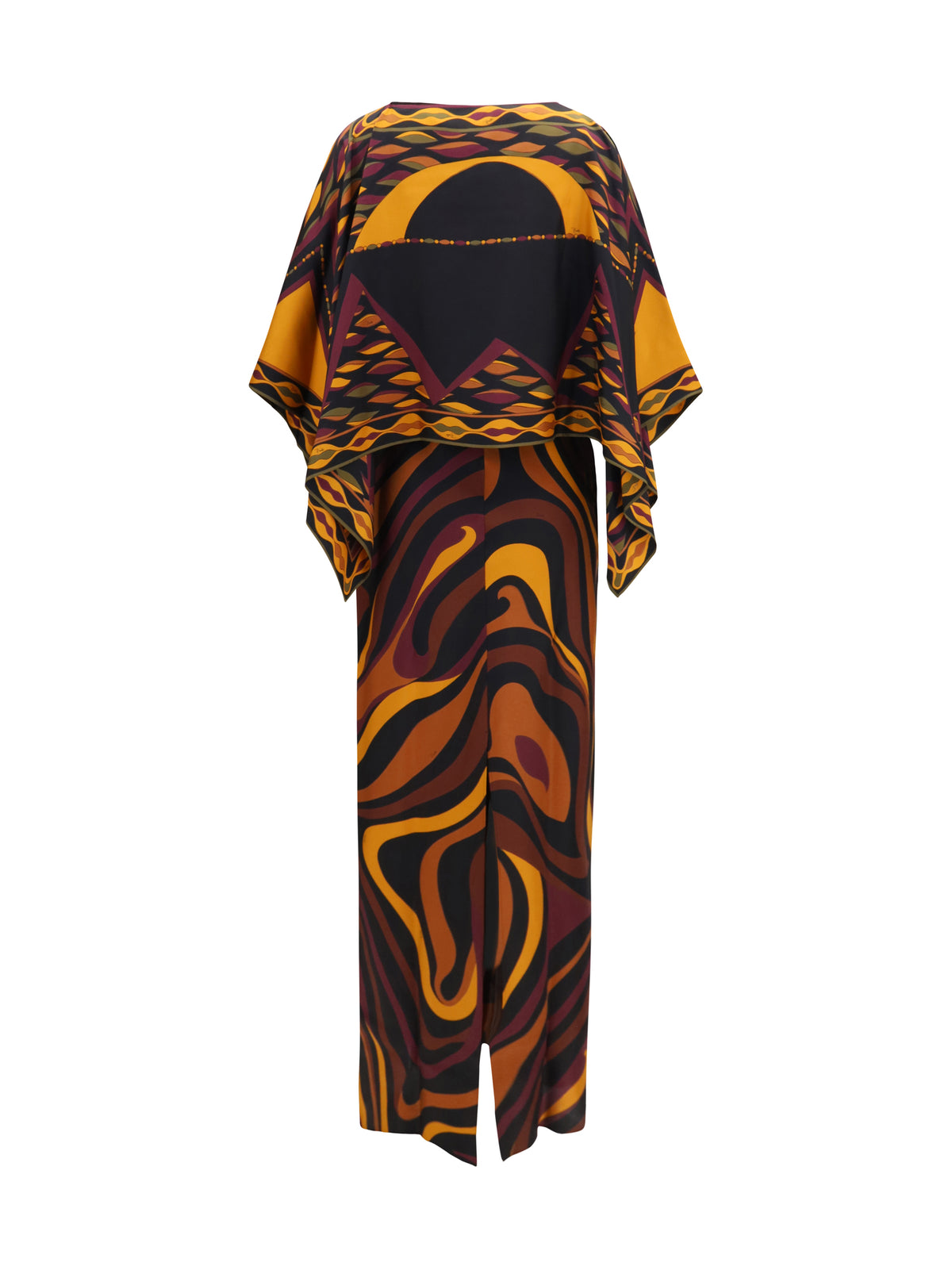 Pucci Silk Dress with shoulder cape - Burgundy Gold