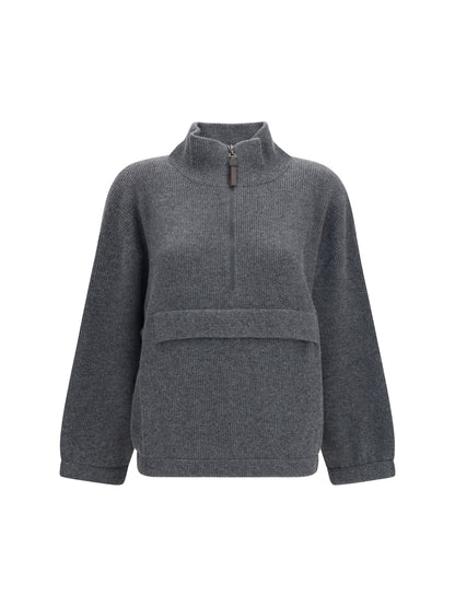 Brunello Cucinelli Cashmere half-zip Sweater - Piombo