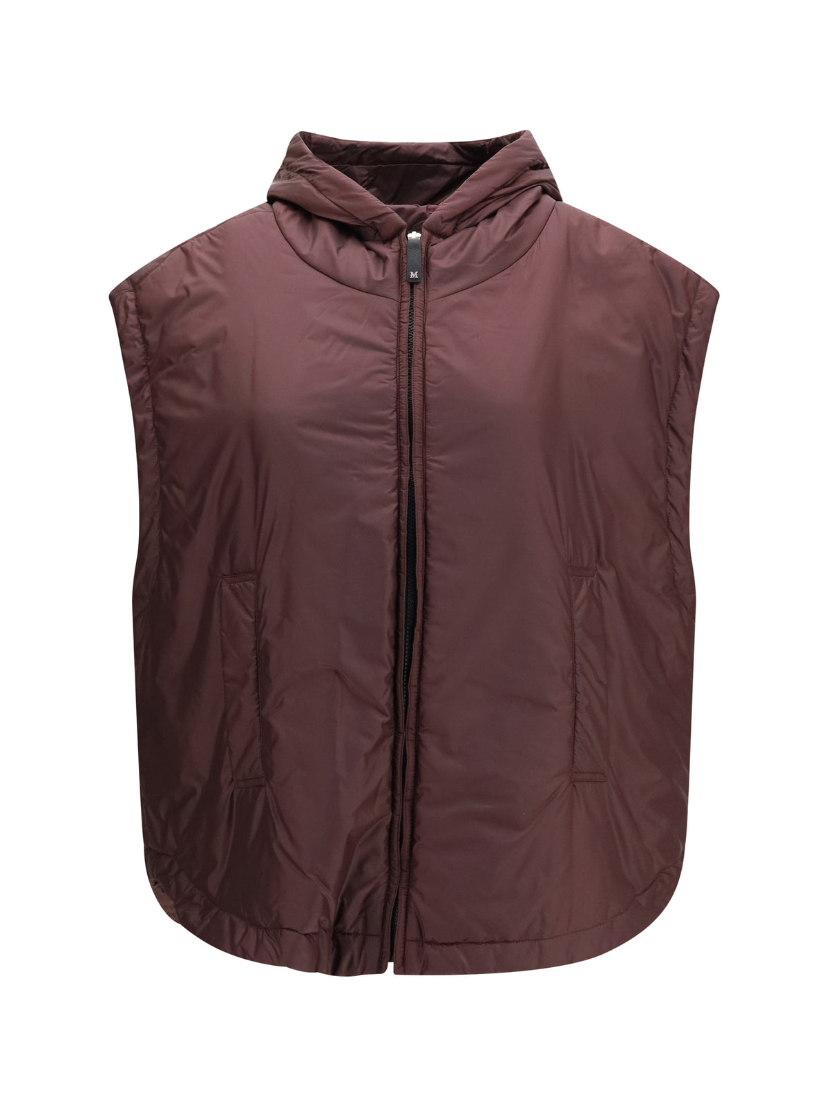 Max Mara The Cube Hooded padded Vest in water repellent canvas - New Dark Ruby