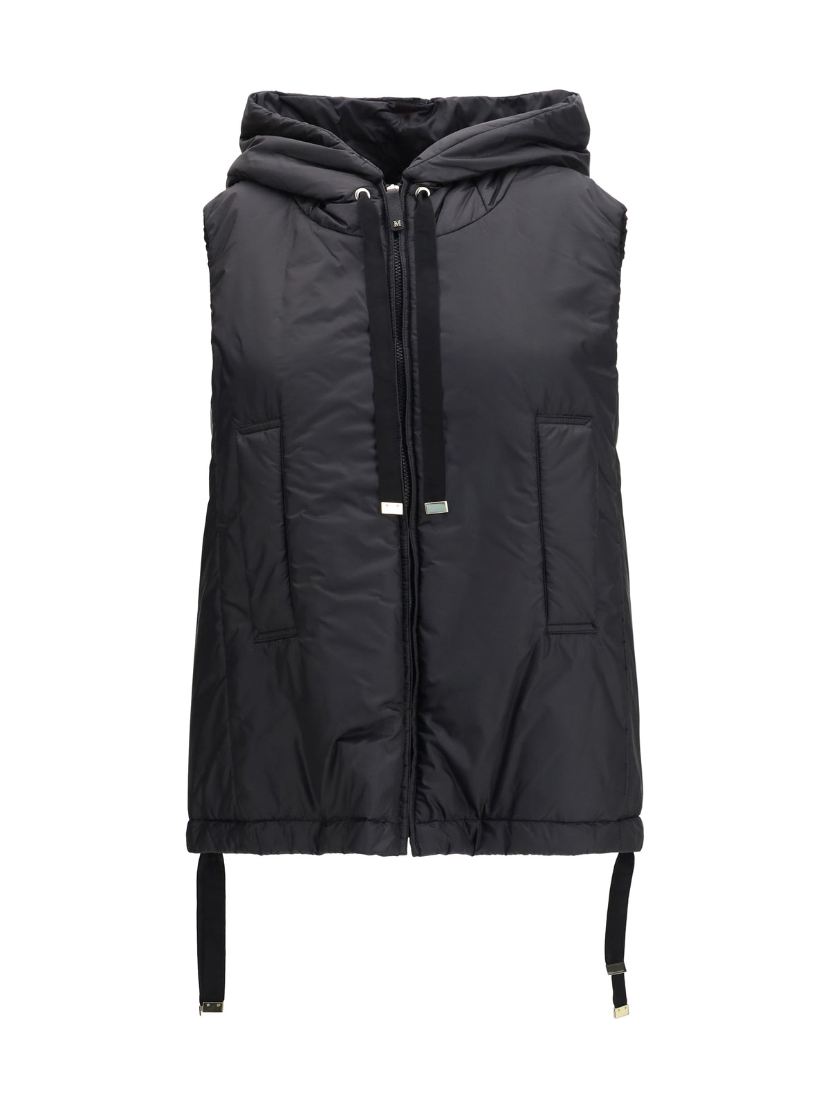 Max Mara The Cube Hooded padded Vest in water repellent canvas - Black