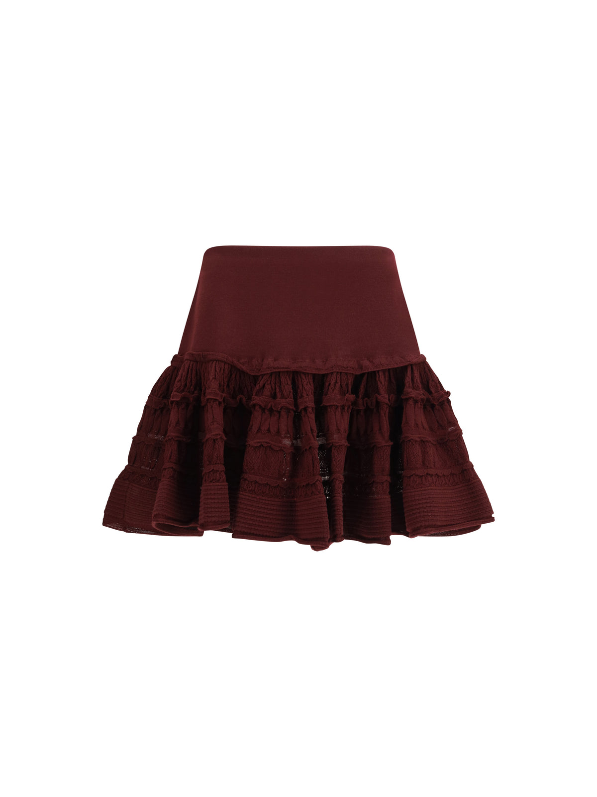 AlaïA Wool crinoline ruffle mini Skirt - Burgungy