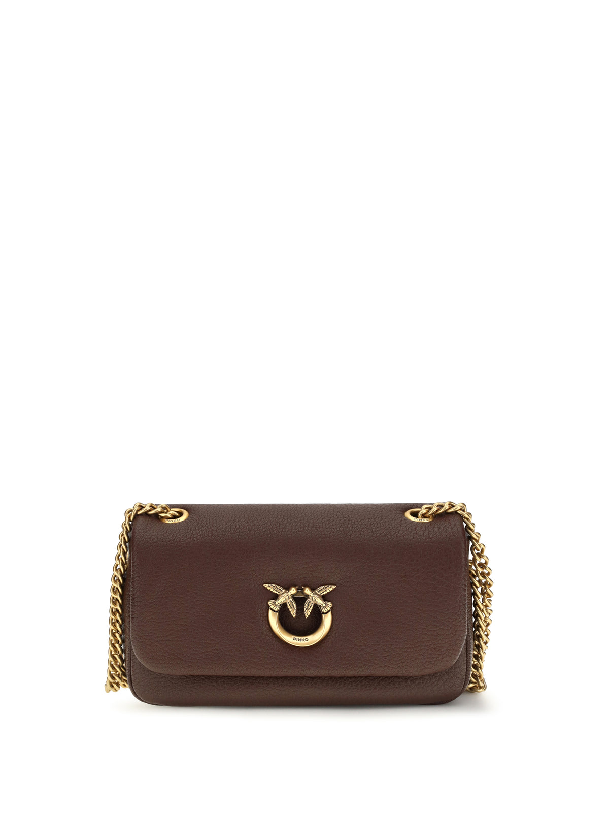 Pinko Medium Love Bag Click Soft Horizontal Shoulder Bag - Castano Intenso-Antique Gold