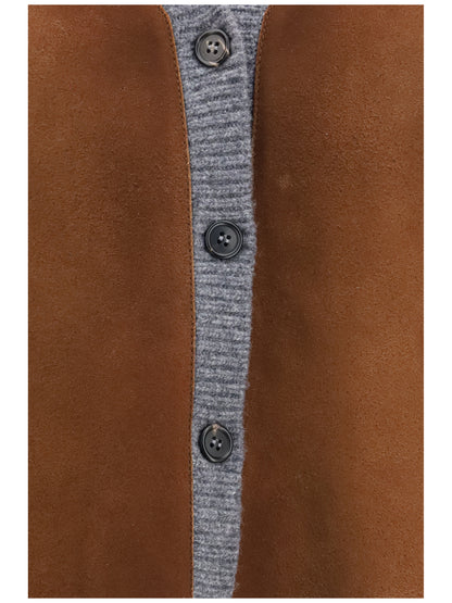 Prada Suede and wool Cardigan - Ardesia