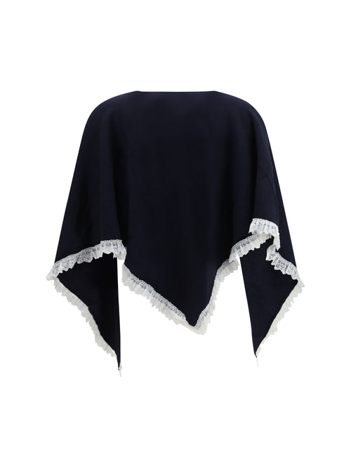 Ganni Openwork wool Cape - Sky Captain