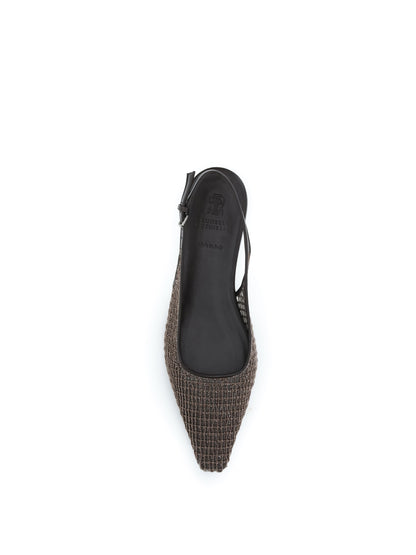 BRUNELLO CUCINELLI Precious Net Embroidery slingback Ballerinas