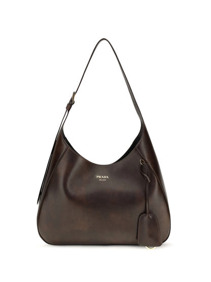 Prada Boogie medium leather Shoulder Bag - Cacao