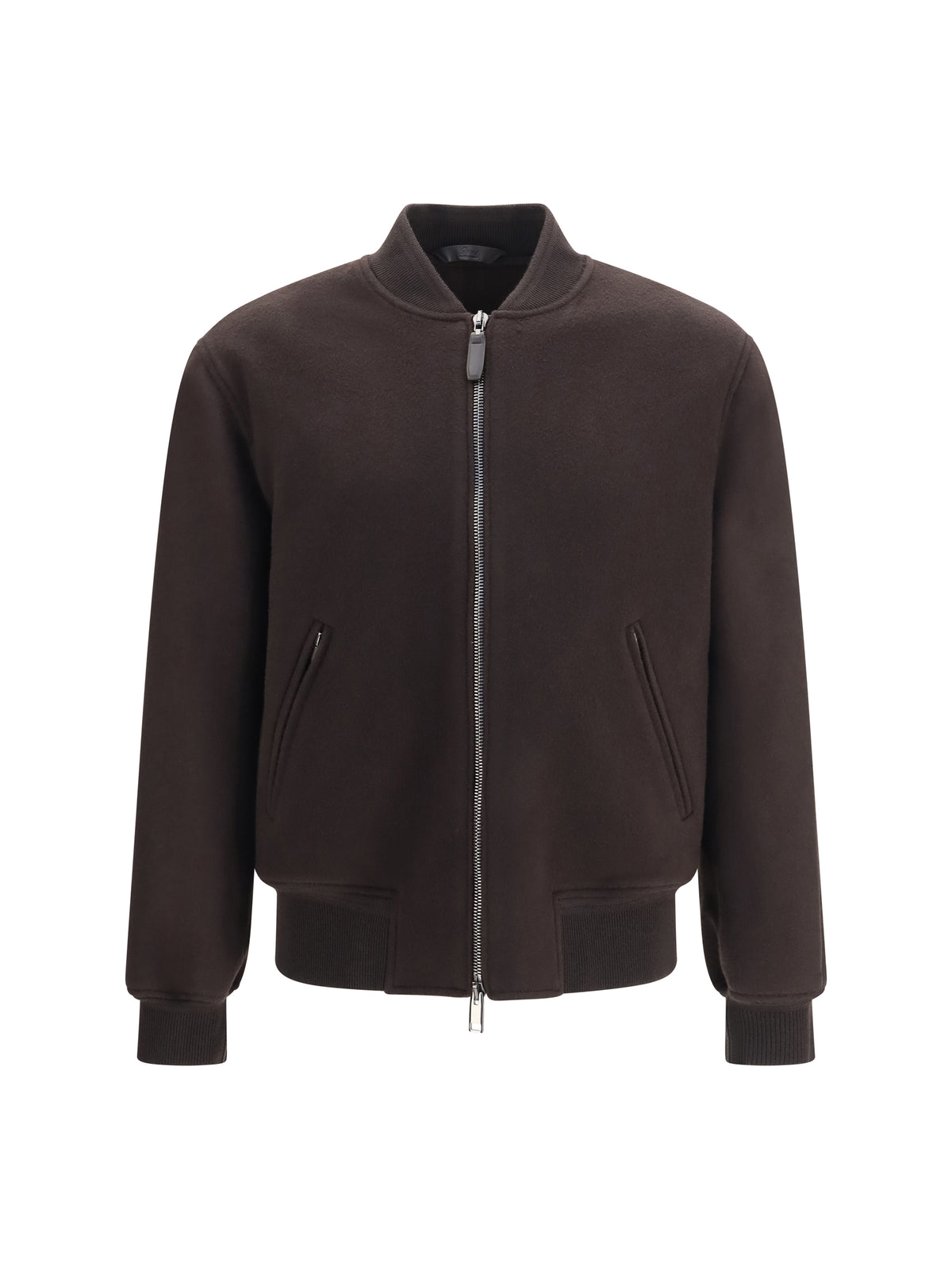 Brioni Wool and cashmere zip-up Bomber Jacket - Coffee