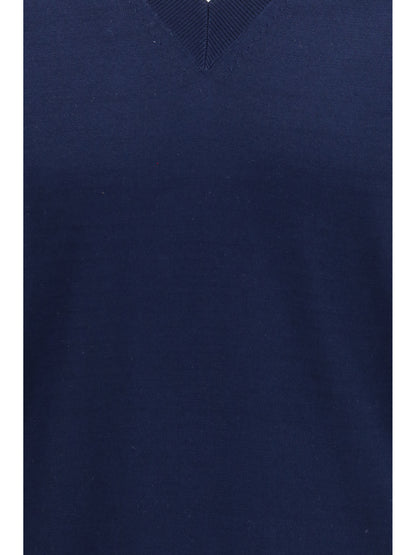 Prada Cotton V-neck Sweater - Bleu