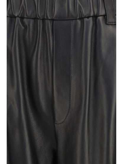 Brunello Cucinelli Baggy nappa leather Pants - Black