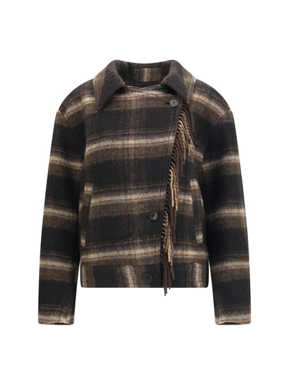 Marant Étoile Galeane wool-blend short Coat - Black/Khaki