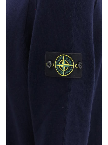 Stone Island Sweater crewneck with logo patch on the sleeve - Navy Blue