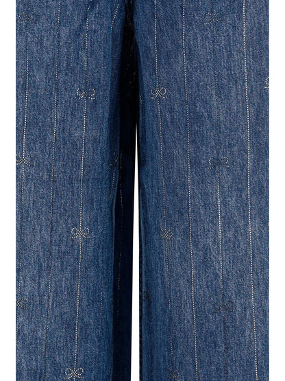 Self-Portrait Crystal-striped Jeans - Blue