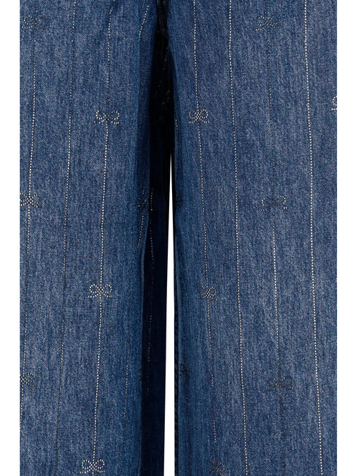 Self-Portrait Crystal-striped Jeans - Blue