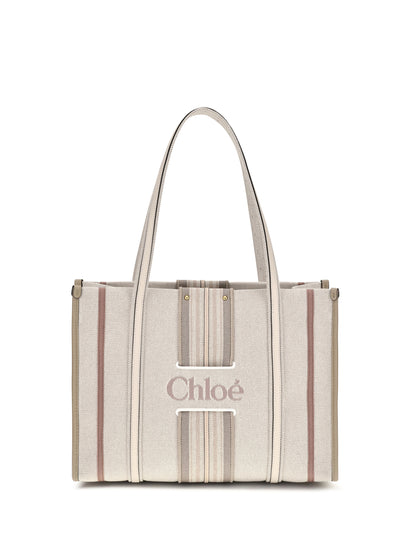 Chloé Woody Loop canvas Tote Bag - Nude