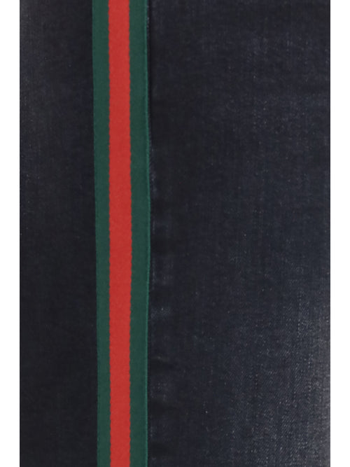 Gucci Stretch cotton Jeans with Web stripe - Black