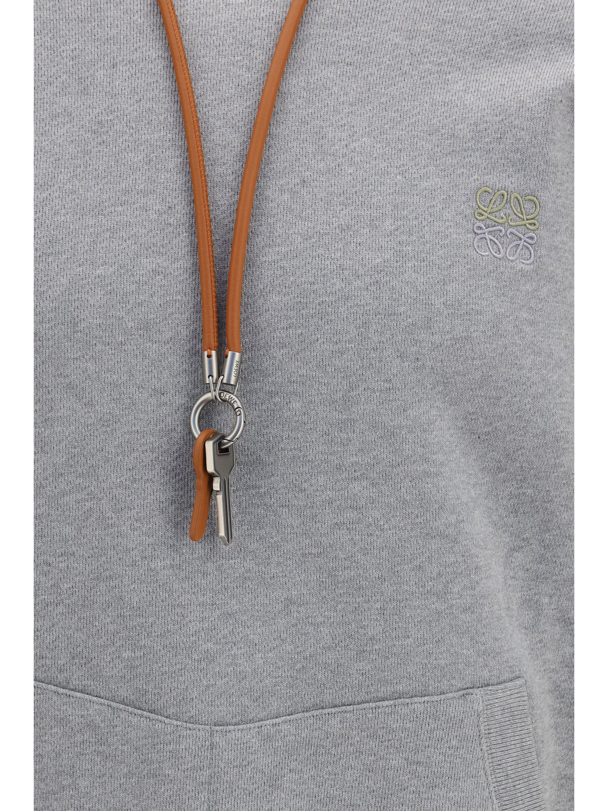 Loewe Hooded Sweatshirt with drawstring and keyring - Grey Melange