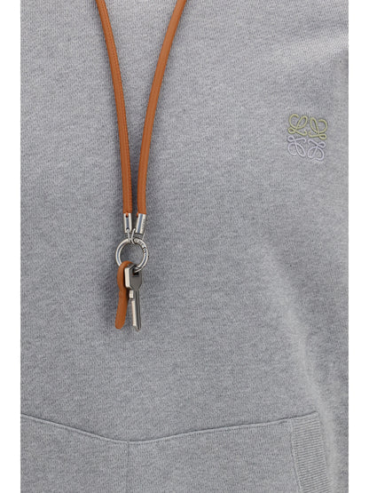 Loewe Hooded Sweatshirt with drawstring and keyring - Grey Melange