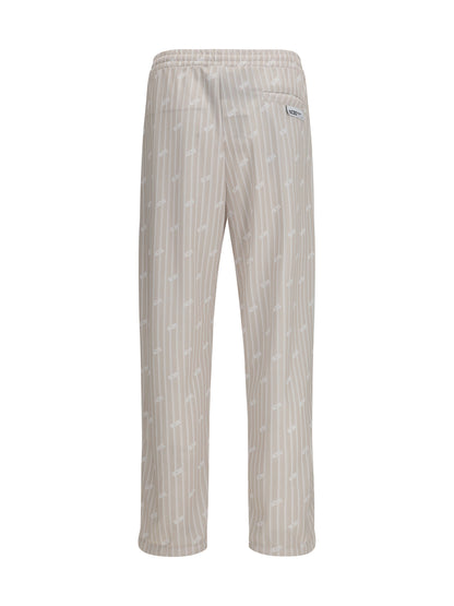 GCDS All-over logo pinstripe track Pants - Sandshell/Bone