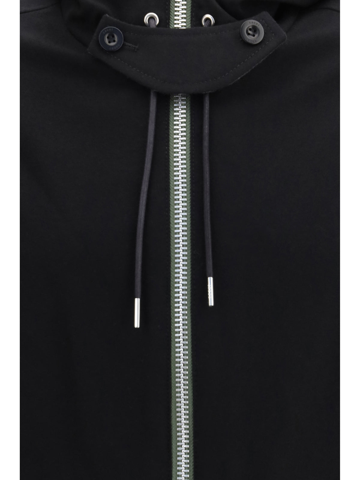 Sacai Hooded flannel Jacket - Black