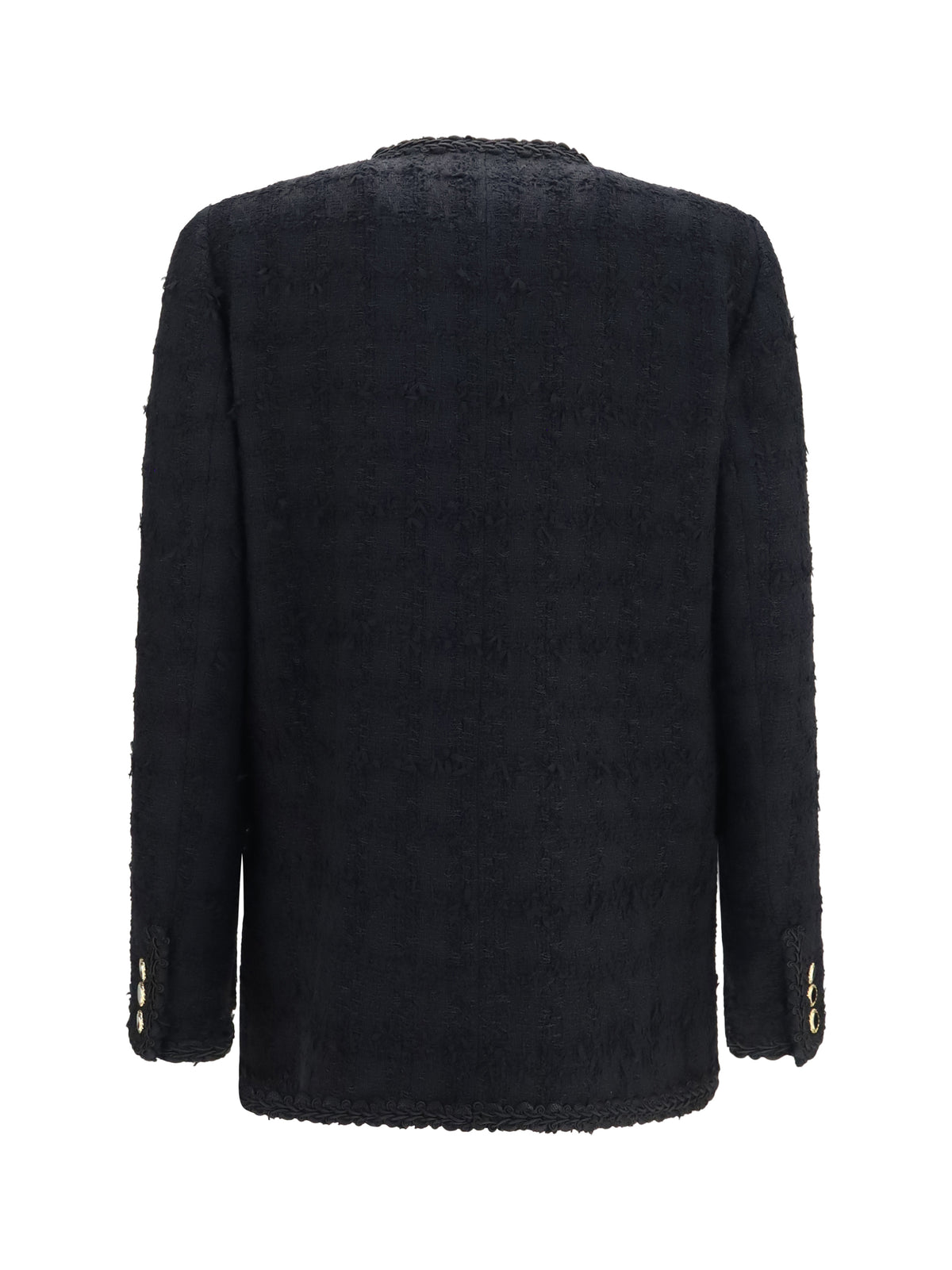 Alessandra Rich Double-breasted checked bouclé tweed Jacket - Black