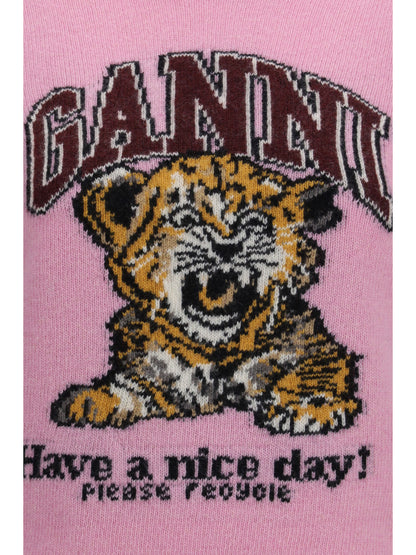 Ganni Wool graphic Sweater - Chalk Pink