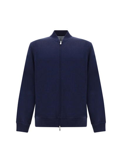 Brunello Cucinelli Cotton zip Sweatshirt - Cobalto