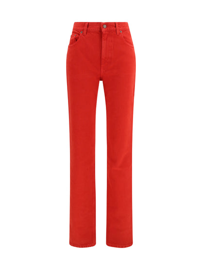 Chloé Cotton denim Pants - Berry Red