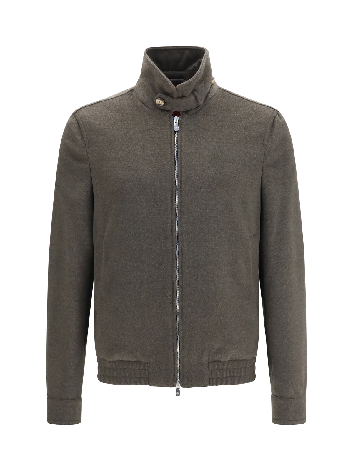 Brunello Cucinelli Wool zip Jacket with high collar - Mud