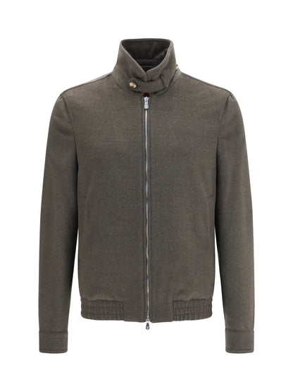 Brunello Cucinelli Wool zip Jacket with high collar - Mud