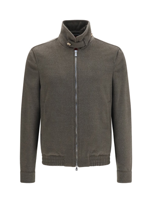 Brunello Cucinelli Wool zip Jacket with high collar - Mud