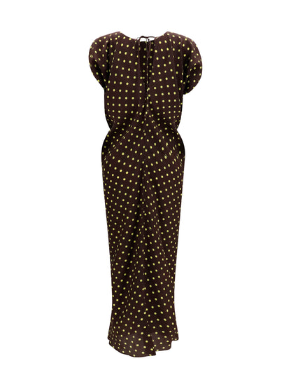 Marni Printed polka dot crepe Dress - Sadelle Brown