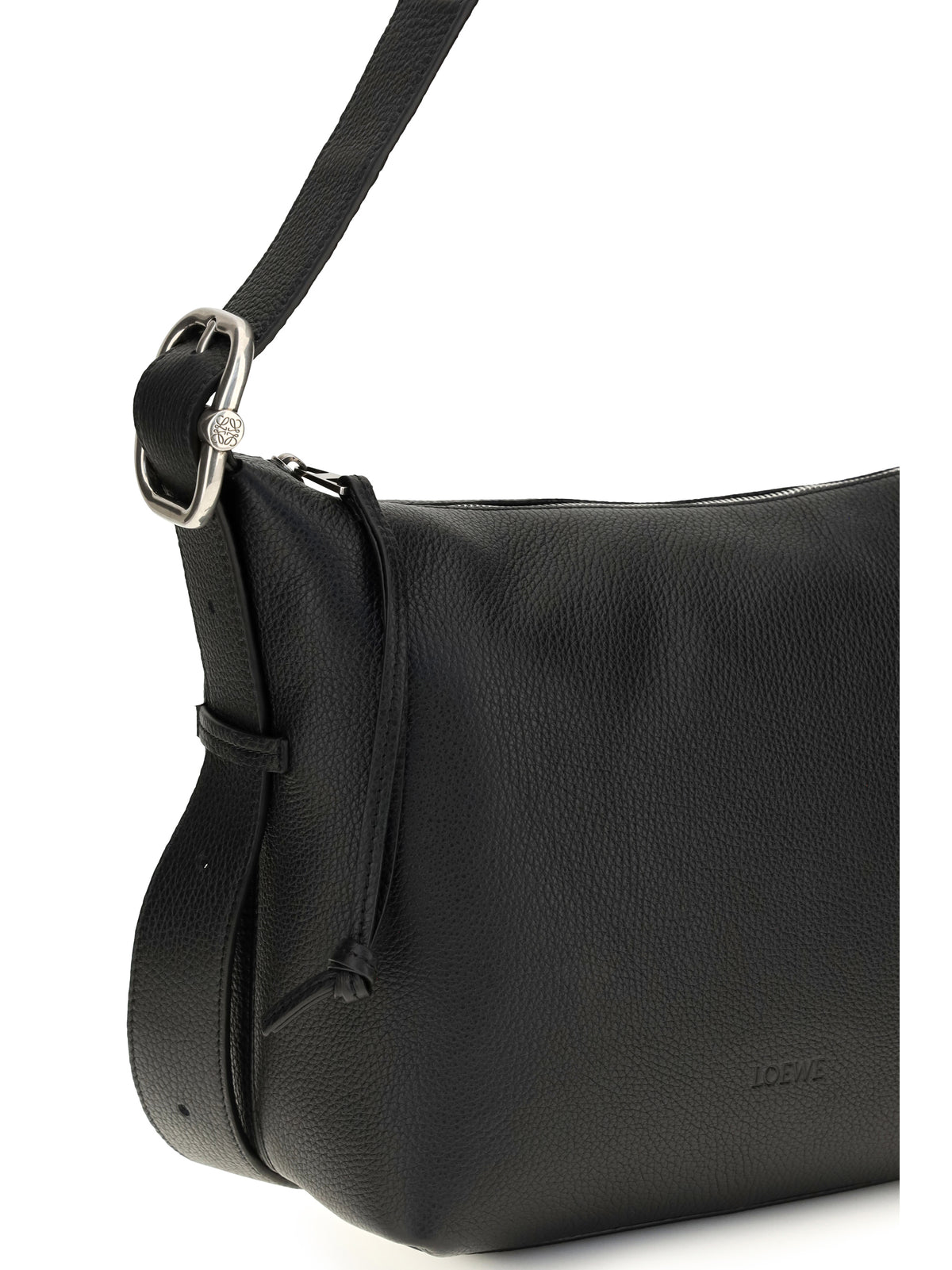 Loewe Medium Loop Hobo Bag in grained calfskin - Black
