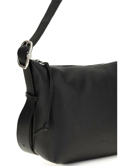 Loewe Medium Loop Hobo Bag in grained calfskin - Black