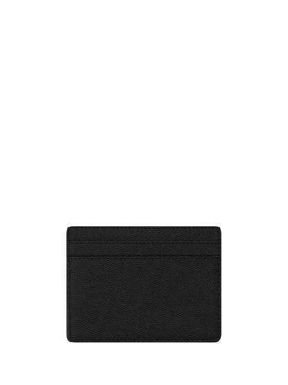 Saint Laurent Grain De Poudre leather Cardholder - Black