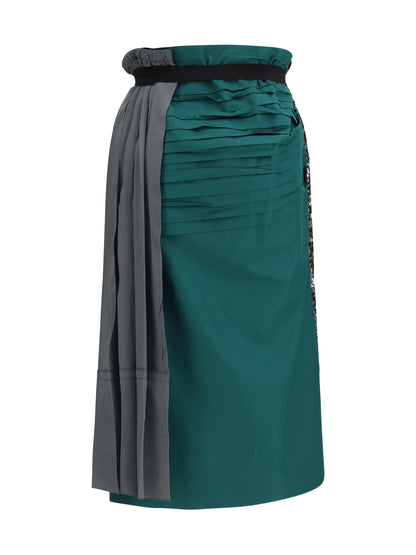 Prada Patchwork Midi Skirt with panel construction - Ematite
