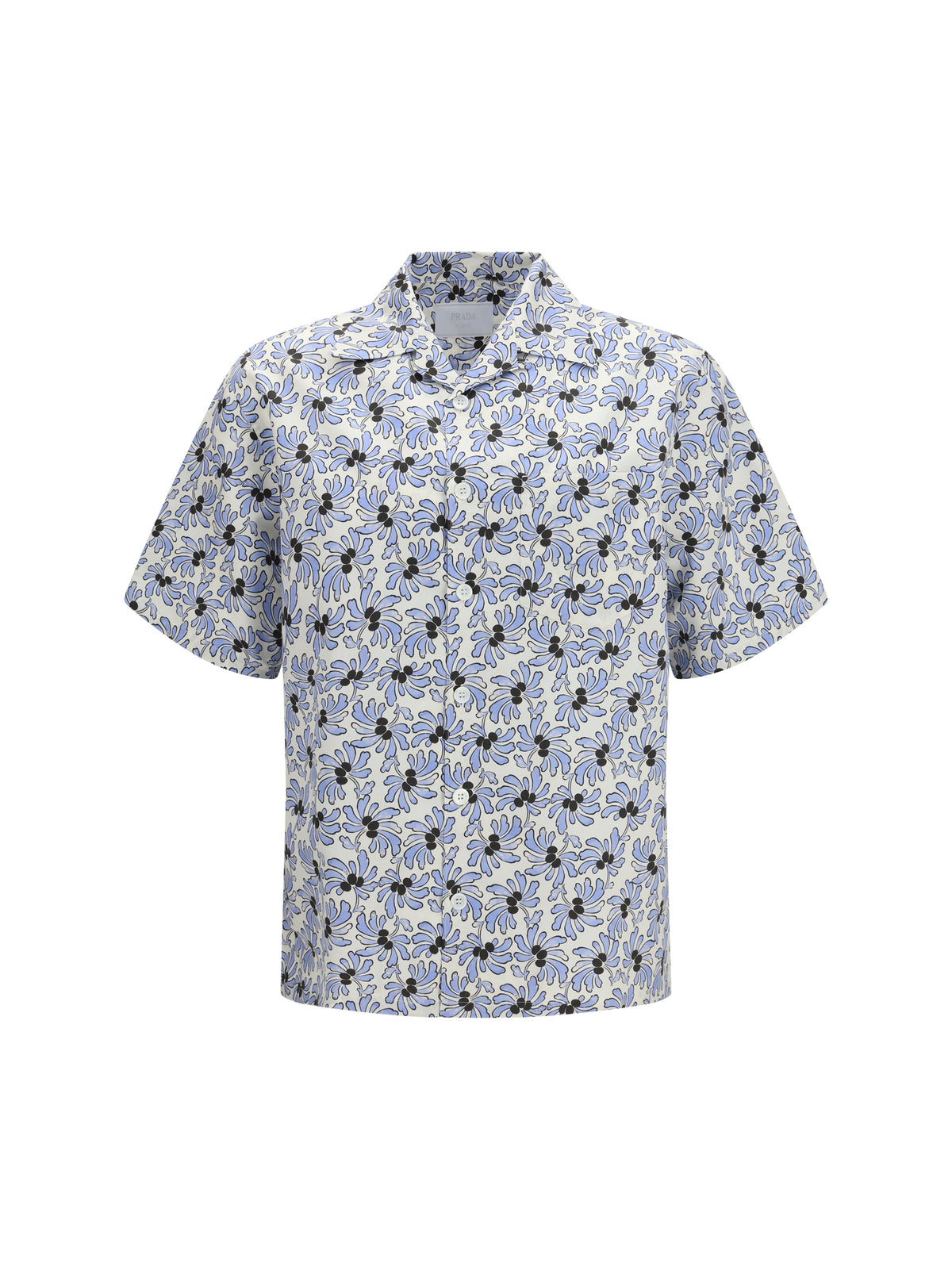 Prada Cotton Shirt with floral print - Avorio+Celeste