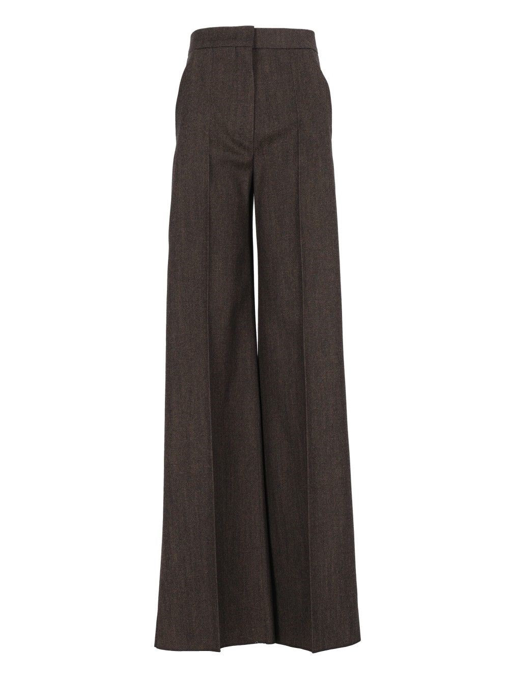 Max Mara Denim Effect Wool Trousers - Brown
