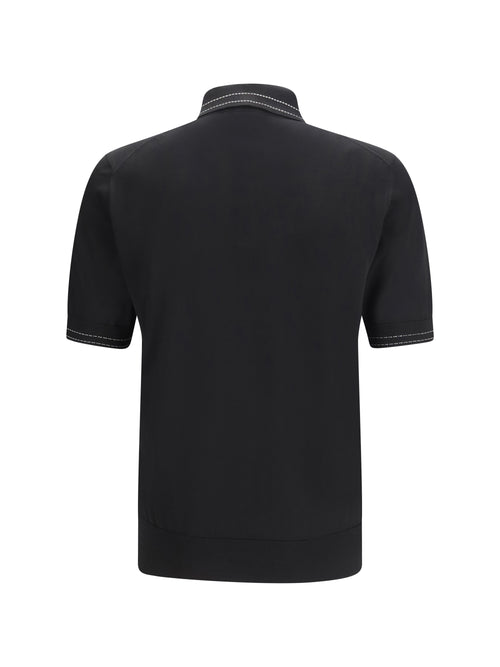 Dolce & Gabbana Silk Polo with collar and short sleeves - Black
