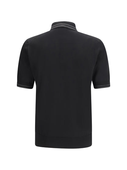 DOLCE & GABBANA Silk Polo with collar and short sleeves