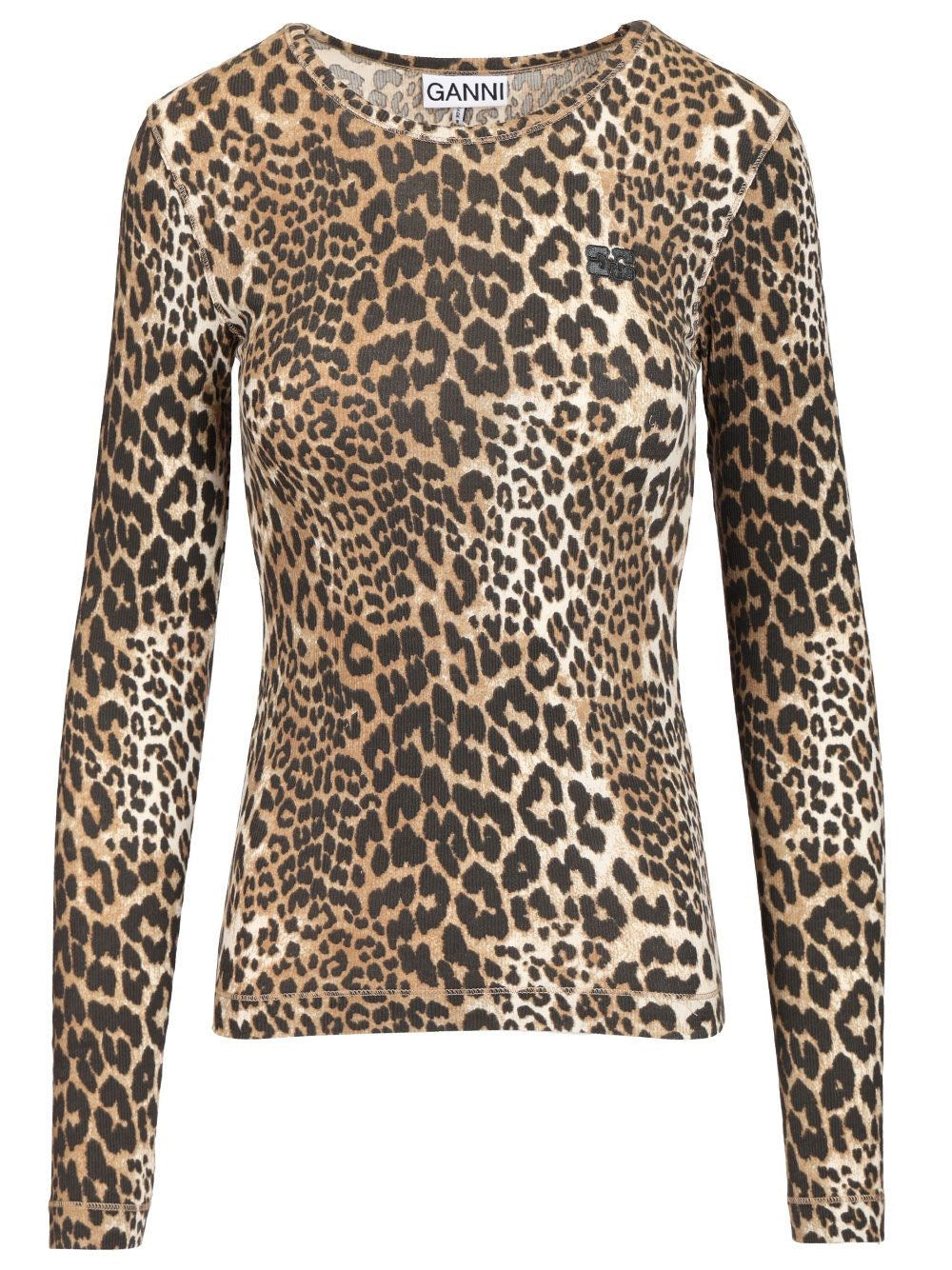 Ganni Long Sleeve T-Shirt - Animal Print